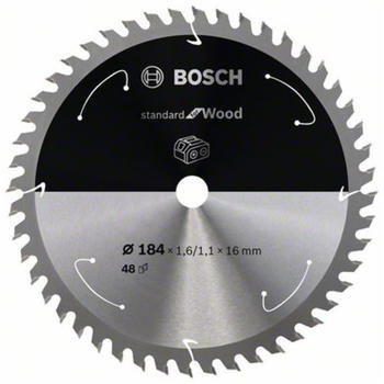 Bosch Standard for Wood für Akkusägen 184x1.6/1.1x16, 48 Zähne