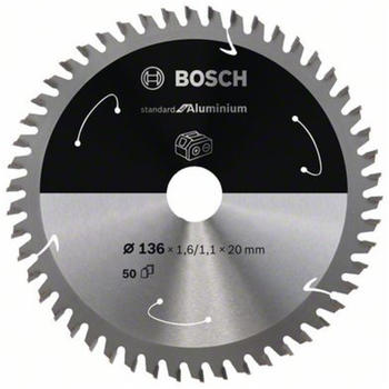 Bosch Standard for Aluminium für Akkusägen 136x1.6/1.1x20, 50 Zähne