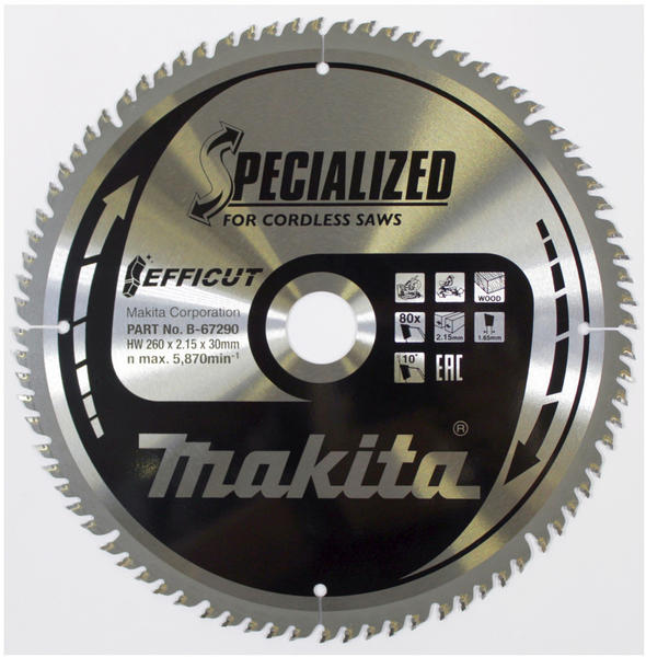 Makita EFFICUT 260 x 30 mm Z80 (B-67290)
