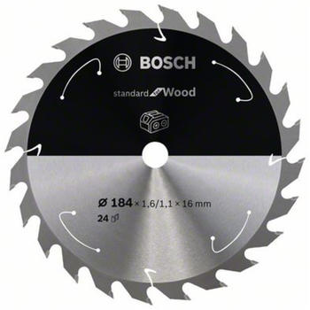 Bosch Standard for Wood für Akkusägen 184x1.6/1.1x16, 24 Zähne