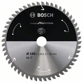 Bosch Standard for Aluminium für Akkusägen 160x1.8/1.3x20, 52 Zähne