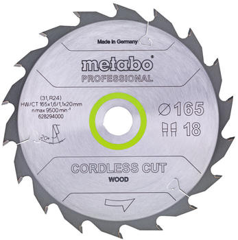 Metabo cordless cut wood - professional 165 x 20 x 1,6 mm 15&deg; Z36 (628295000)