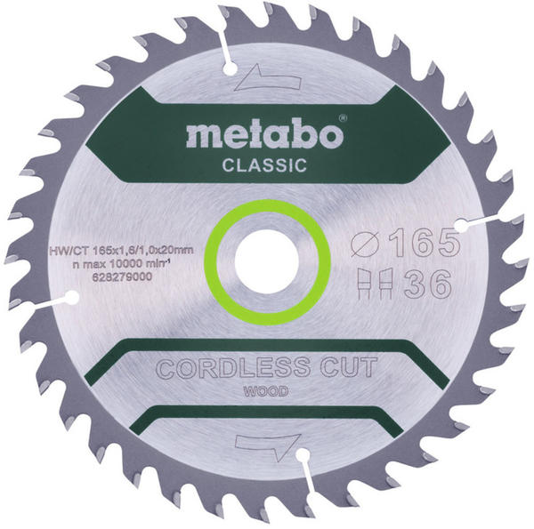 Metabo cordless cut wood - classic 165 x 20 x 1,6 mm 20° Z18 (628650000)