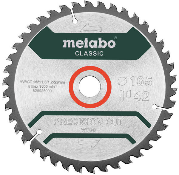 Metabo Precision Cut Wood - Classic 165 x 20 Z42 WZ 5° /B (628027000)