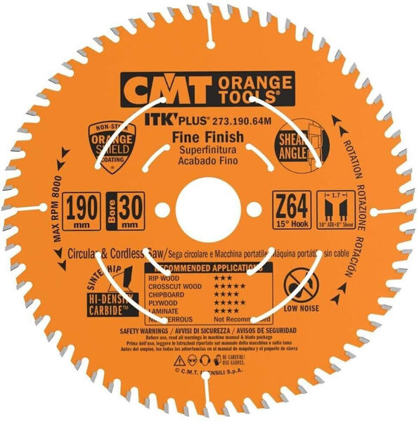 CMT Orange Tools 190 Z=64 O=30mm (273.190.64M)