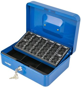 HMF Geldkassette abschlie&szlig;bar mit M&uuml;nzz&auml;hlbrett 25 x 18 x 9 cm blau (10022-05)