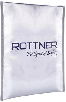 Rottner Feuerfeste Dokumententasche DIN A4 Silber mit Rei&szlig;verschluss und Klettverschluss (T06216)