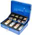 HMF Geldkassette abschließbar 8 Münzfächer 4 Geldscheinmulden, 30x24x9cm, Blau