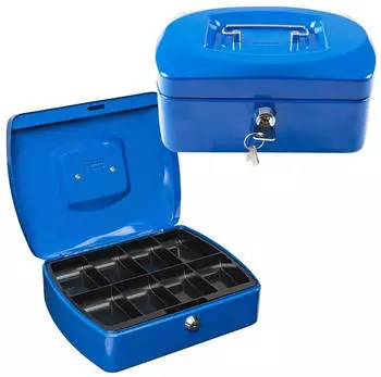 Idena Geldkassette 8" 8 F&auml;cher Metall blau 205x160x90mm (50030)