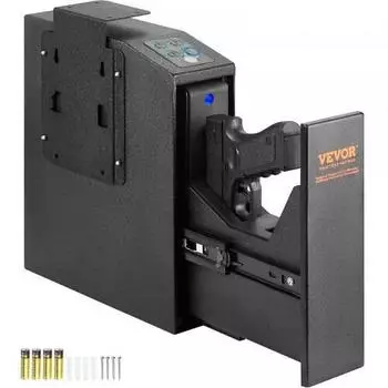 VEVOR Biometrischer Waffentresor Dreifach-Entriegelung Fingerabdruck, Schlüssel & Kombination 25,5x9,5x32cm
