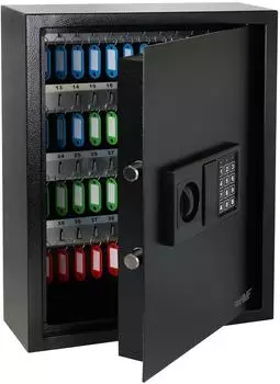 HMF Schl&uuml;sselkasten mit Elektronikschloss 71 Haken 46x36x12cm Schwarz (2071-02)
