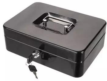 Perel Geldkassette abschlie&szlig;bar, 2 Schl&uuml;ssel, Euro-M&uuml;nzeinsatz, schwarz (BG70051)