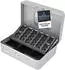 HMF Geldkassette abschließbar Münzbrett 3 Scheinfächer 25x18x9cm Silber (10022-09)