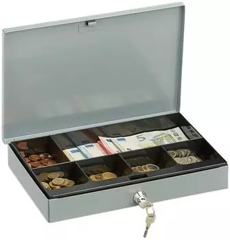 Relaxdays Geldkassette abschlie&szlig;bar, grau (1,3kg)