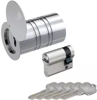 Basi Rohrtresor mit Profil-Halbzylinder, Edelstahl, &Oslash;80mm L142mm (RT 103S)