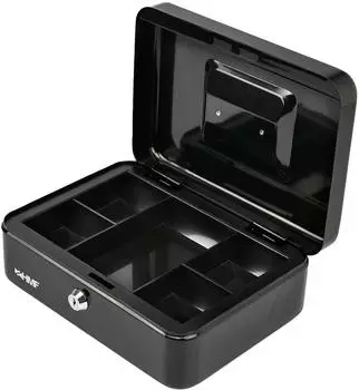 HMF Geldkassette mit M&uuml;nzeinsatz, 25x18x9cm, Schwarz (10125-02)