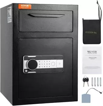 VEVOR Einwurftresor 2,5L Elektronisches Codeschloss 2 Notfallschl&uuml;ssel (2.5 Cub Depository Safe)