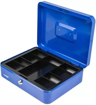 HMF Geldkassette abschlie&szlig;bar, 5 M&uuml;nzf&auml;cher, 30x24x9cm, Blau (10130-05)