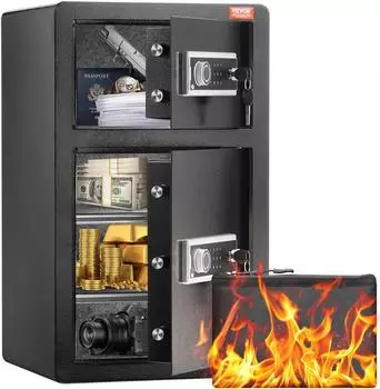 VEVOR Doppelt&uuml;ren-Tresor mit feuerfester Geldtasche, digital, Schwarz (SS-700SM)