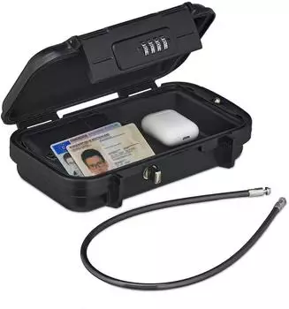 Relaxdays Mini-Safe Reisetresor tragbar wasserdicht mit Zahlenschloss (Sicherheitsbox)