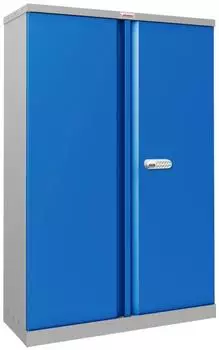 Phoenix SCL-Serie Stahlschrank 2-t&uuml;rig 3 Einlegeb&ouml;den grau/blau Elektronikschloss (SCL1491GBE)