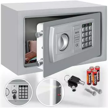 Kesser Elektronischer Tresor 31x20x20cm LED-Anzeige, Stahlbolzen, silber
