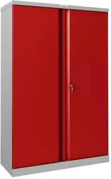 Phoenix SCL Series Stahlschrank 2 Türen, 3 Böden, grau/rot, Schlüsselschloss (SCL1491GRK)
