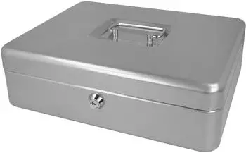 Westcott Geldkassette mit Schloss, Stahl, silber, 301x242x91mm (E-51002 SILVER)