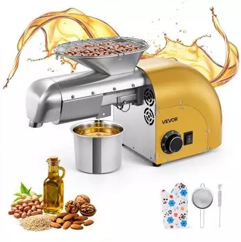 VEVOR Elektrische &Ouml;lpresse 5 kg/h &Ouml;lm&uuml;hle 1250W Edelstahl