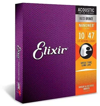 Elixir Strings 80/20 Bronze Nanoweb 12-String Light