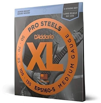 D'Addario EPS160-5 ProSteels 5-String Bass Medium 50-135 Long Scale
