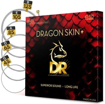 DR Strings Dragon Skin+ DBS5-45 Stainless Steel Bass Guitar Strings (1-DBS5-45)
