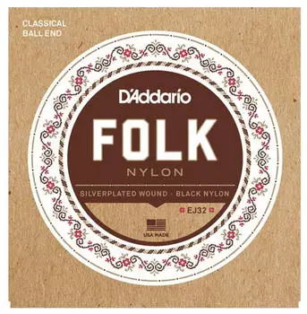 D'Addario EJ32 Folk Nylon Konzertgitarre Strings mit Kugel