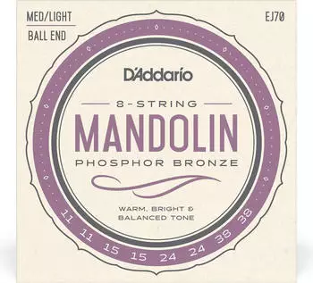 D'Addario EJ70 Phosphor-Bronze-Mandoline Saiten Ball End Med/Licht