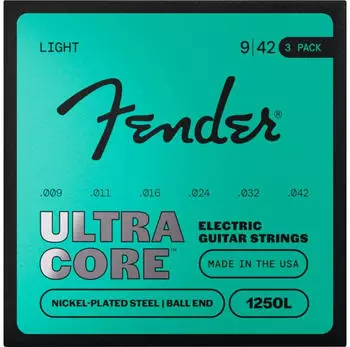 Fender 1250 Ultracore-Gitarrensaiten vernickelter Stahl Saite mit Kugel 1250L .009-.042 (6) 3er-Pack