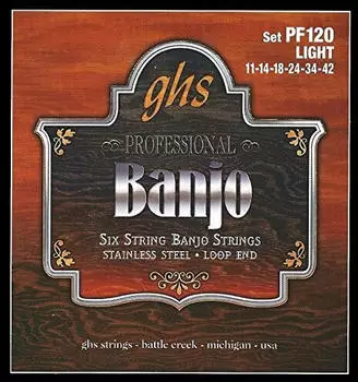 GHS PF120 Edelstahl 6 String Banjo Saiten Licht Messgerät