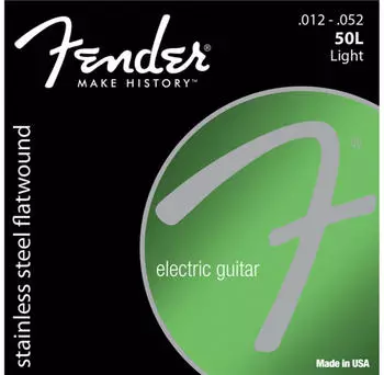 Fender Edelstahl-Flachdrahtsaiten (50 L) Edelstahl-Flachdrahtsaiten mit Kugelende Satz .012 - .052