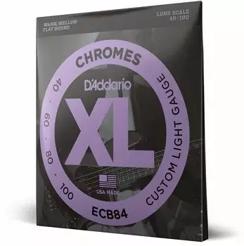 D'Addario ECB84 Chromes Bass Guitar Strings Custom Light 40-100 Long