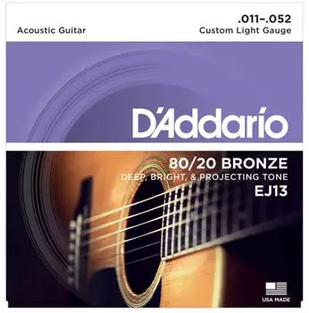 D'Addario EJ13 80/20 Bronze Westerngitarren Saiten benutzerdefinierte Licht 11-52