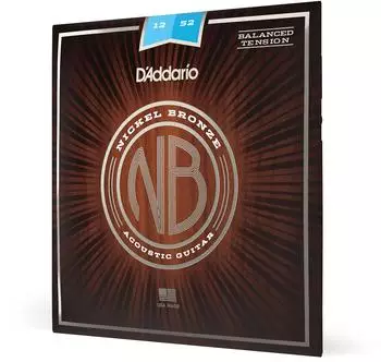 D'Addario NB1252BT Nickel Bronze Akustikgitarrensaiten, symmetrische Spannung Light (12-52) (NB1252BT)
