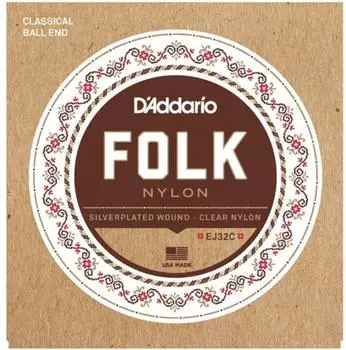D'Addario EJ32C Folk Nylon Konzertgitarren Saiten mit Kugel