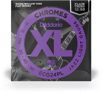 D'Addario Chromes Flatwound Plain Third E-Gitarrensaiten 11-50 (ECG24PL)