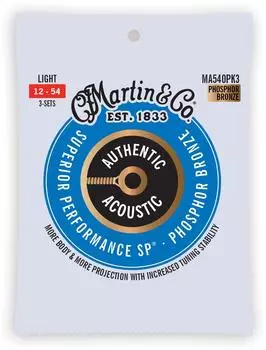 Martin MA540PK3 Authentic Phosphor Bronze Saiten Light 12-54, 3er-Pack (41Y18MA540PK3)