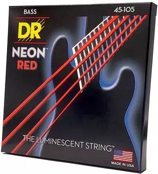DR Strings NRB-45 Basssaiten, neonrot (45-105) (NRB-45)