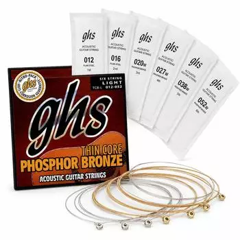GHS Thin Core Phosphor Bronze Akustikgitarrensaiten, light (012-052) (TCB-L)
