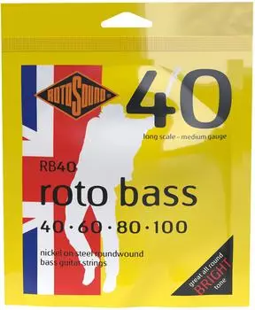 Rotosound Roto Bass Nickel Roundwound Bassgitarrensaiten, Medium 40-100 (RB40)