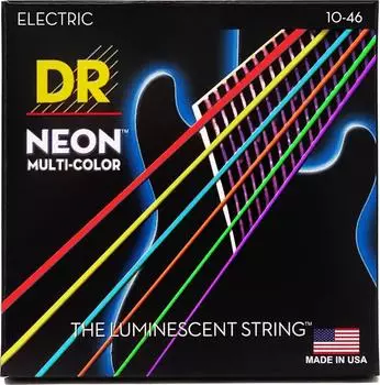 DR Strings Hi-Def Neon Multi-Color E-Gitarren Saiten Medium .010-.046 (NMCE-10)