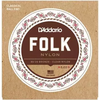 D'Addario EJ33 Folk Nylon Gitarrensaiten 80/20 Bronze, Ball End (EJ33)