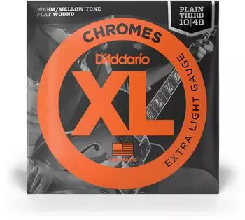 D'Addario XL Chromes E-Gitarrensaiten, Plain Third, 10-48 (ECG23PL)