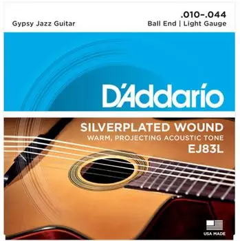 D'Addario EJ83L Gypsy Jazz Akustikgitarrensaiten, Ball-End, light (10-44) (EJ83L)
